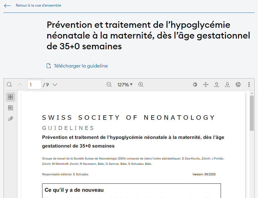Contenu validé : le domaine Guidelines est élaboré et mis à jour en étroite collaboration avec les sous-spécialités compétentes.