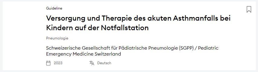 Einfach und übersichtlich dargestellt: Titel und Fachgebiet der Empfehlung ergänzt mit der Jahreszahl der Publikation und der Sprache.