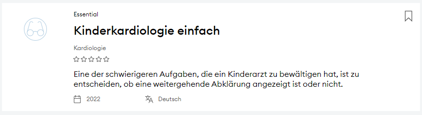 Einfach und übersichtlich dargestellt: Titel und Fachgebiet, ergänzt mit der Jahreszahl der Publikation und der Sprache.